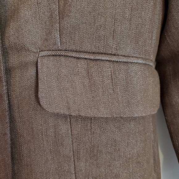 Izzue womens blazer suit jacket XS brown lined pocket button collar - Picture 3 of 7